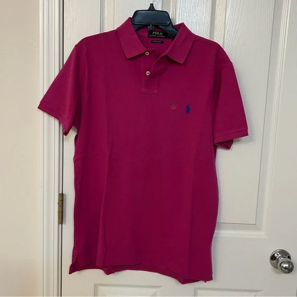 Polo Ralph Lauren Men’s Custom Slim Fit Mesh Polo Shirt in Pink Size M